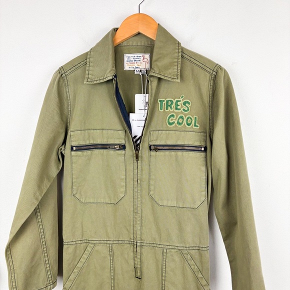 NWT Sandrine Rose X Free People Green Khaki Jumpsuit Sz M - Picture 5 of 11